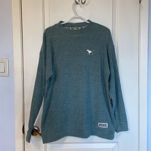 Victoria’s Secret Pink Green Mock Neck Terry Cloth Sweater